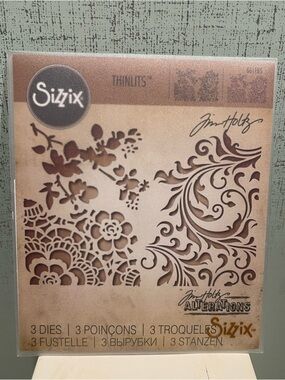 TIM HOLTZ Sizzix Floral and Scroll Thinlits Die Set LIKE NEW